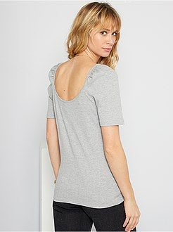 T-shirt em malha canelada - Kiabi