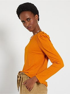 T-shirt em malha canelada - Kiabi