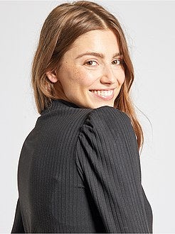 T-shirt em malha canelada - Kiabi