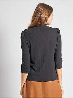 T-shirt em malha canelada - Kiabi