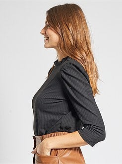 T-shirt em malha canelada - Kiabi