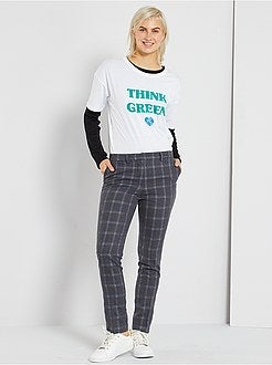 T-shirt em malha canelada - Kiabi