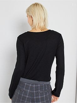 T-shirt em malha canelada - Kiabi