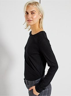 T-shirt em malha canelada - Kiabi