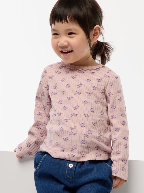 T-shirt em malha canelada - Kiabi