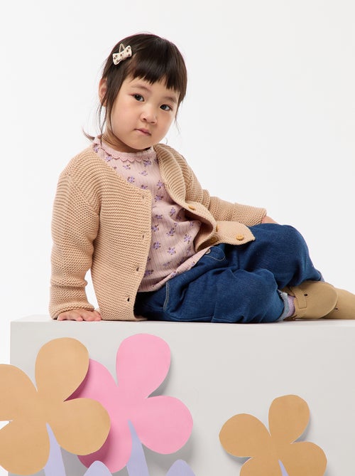 T-shirt em malha canelada - Kiabi