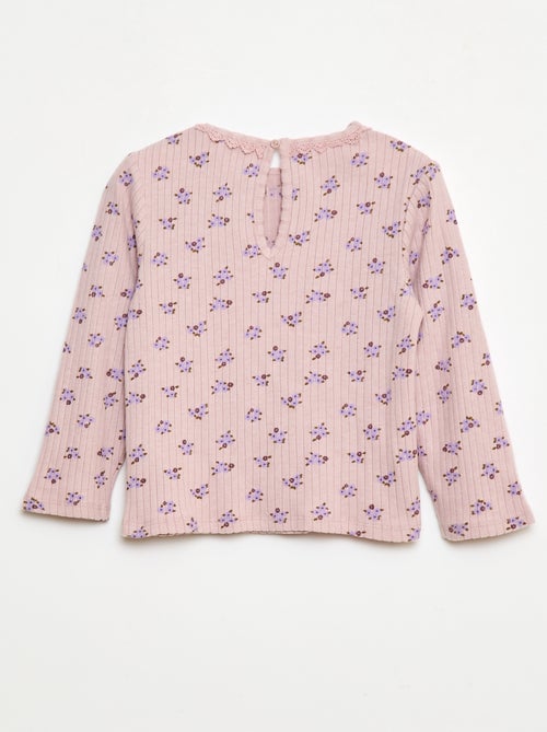 T-shirt em malha canelada - Kiabi