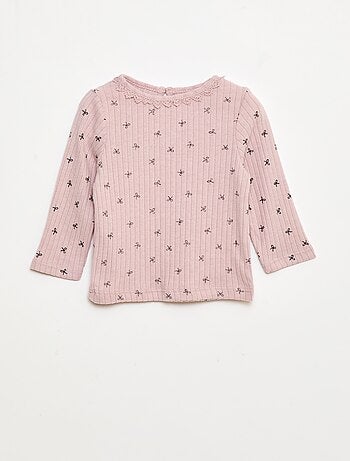 T-shirt em malha canelada