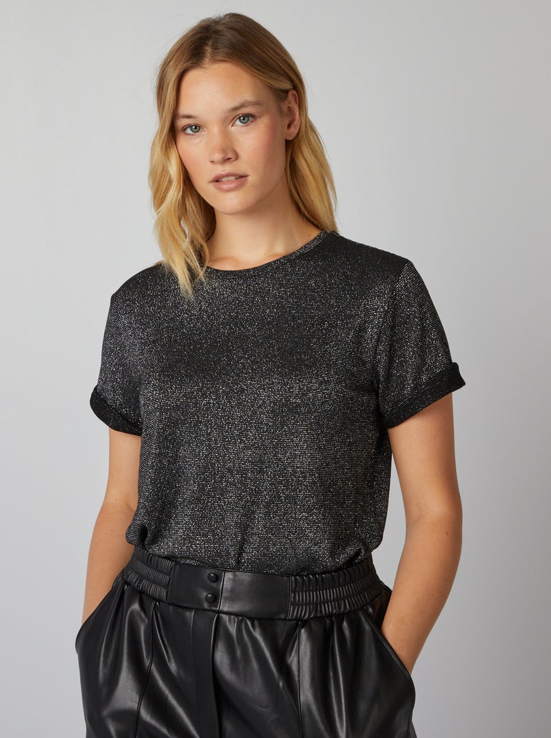 T-shirt em malha cintilante CINZA - Kiabi