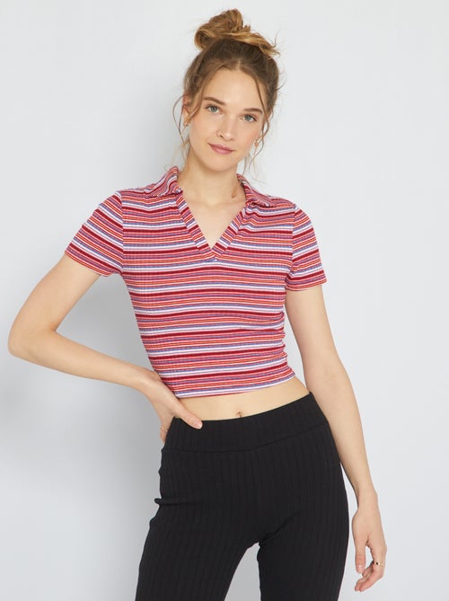 T-shirt em malha colarinho de polo - Kiabi