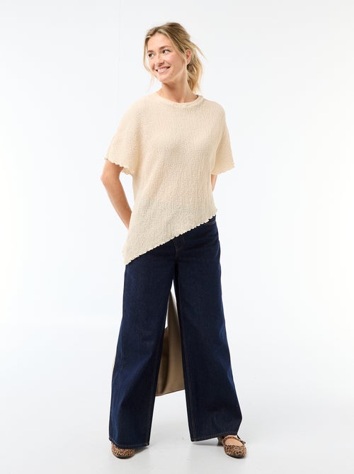 T-shirt em malha com base assimétrica - Kiabi