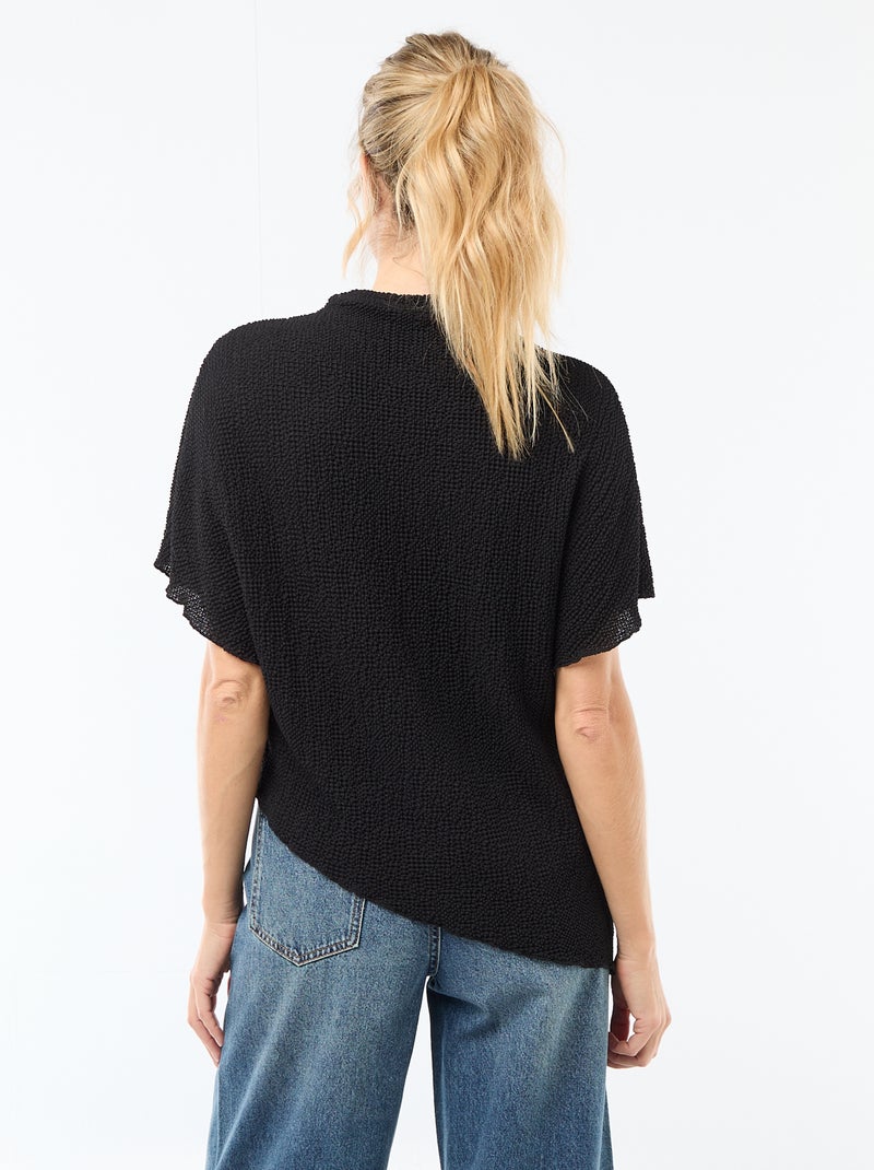 T-shirt em malha com base assimétrica Preto - Kiabi