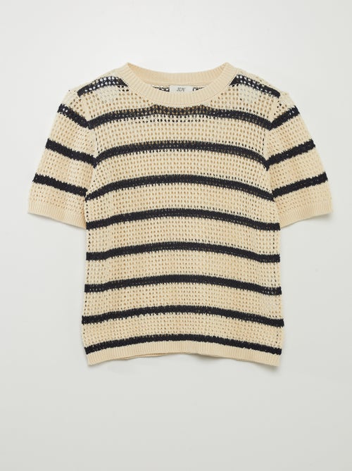 T-shirt em malha croché - Kiabi