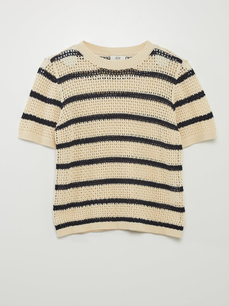T-shirt em malha croché BEGE - Kiabi