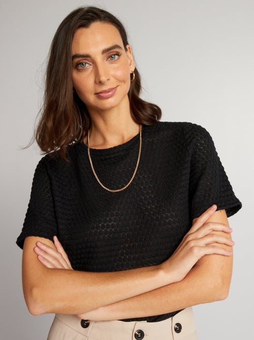 T-shirt em malha croché - Kiabi