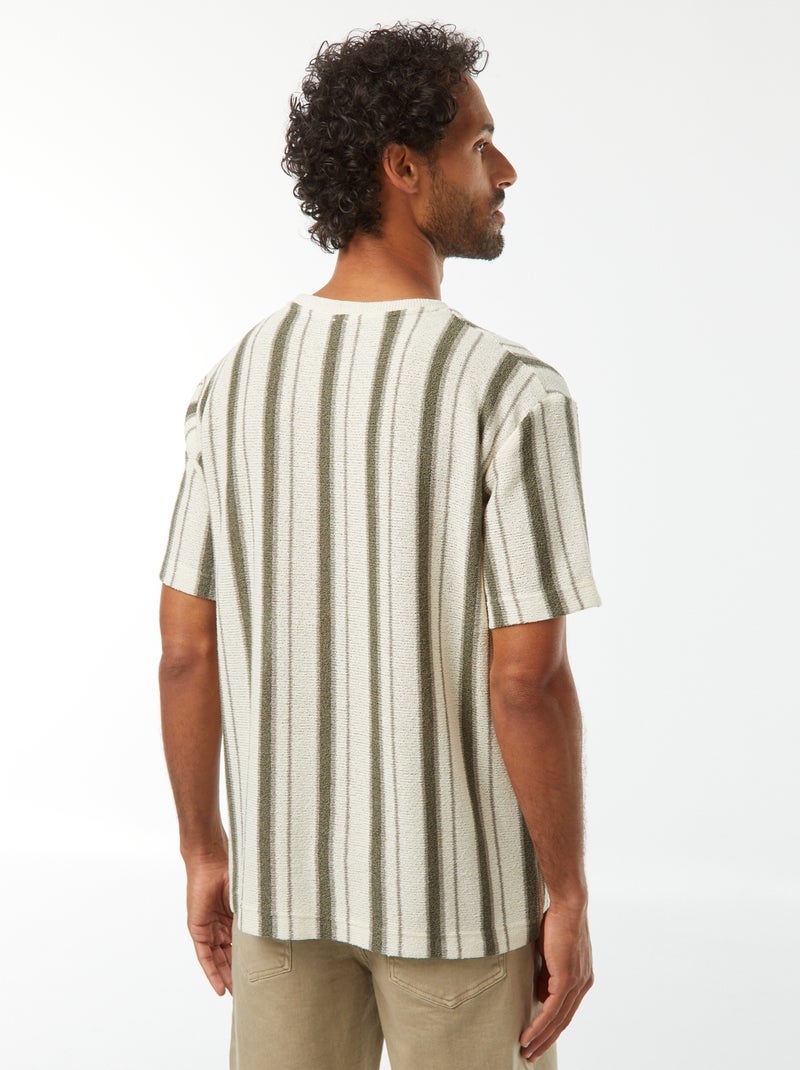 T-shirt em malha de tricô de manga curta Bege - Kiabi