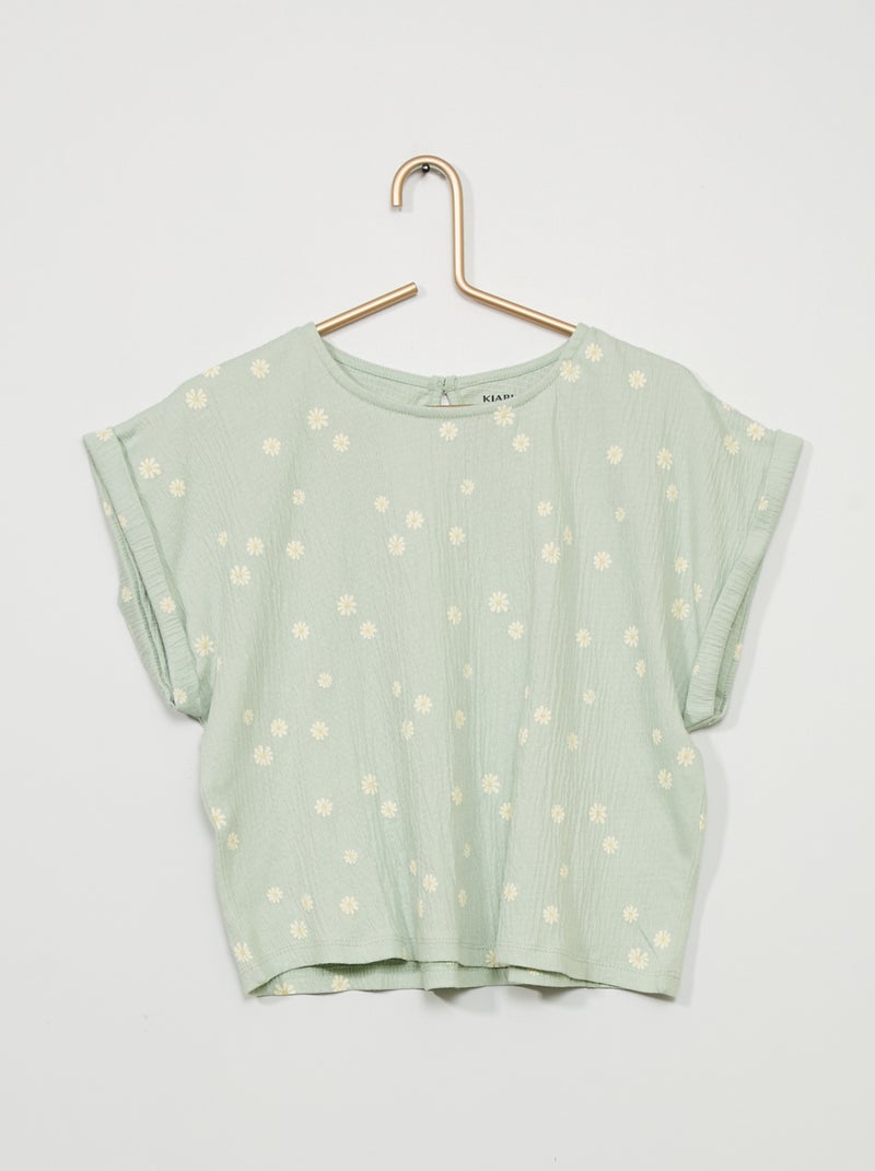 T-shirt em malha gofrada AZUL - Kiabi