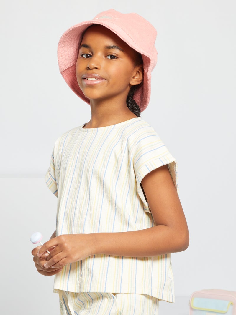 T-shirt em malha gofrada BEGE - Kiabi