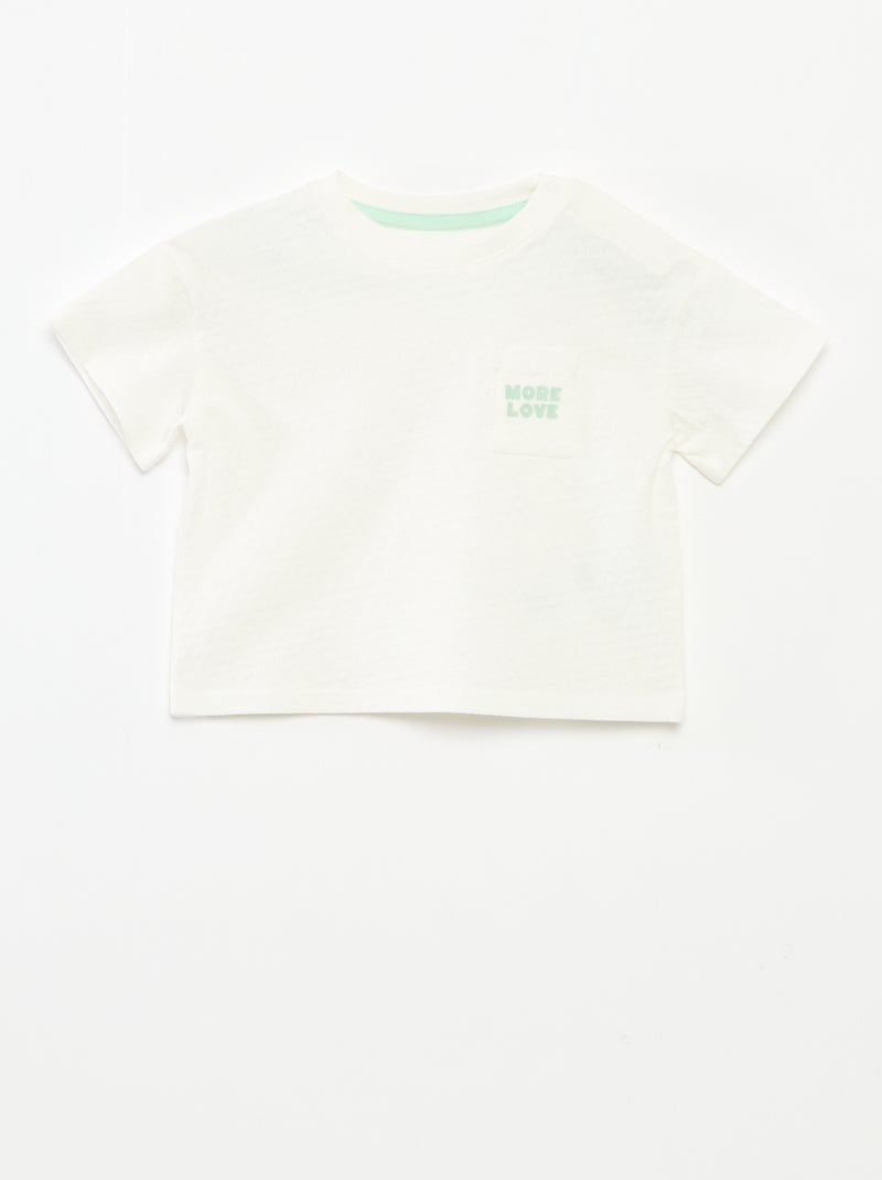 T-shirt em malha gofrada Branco - Kiabi