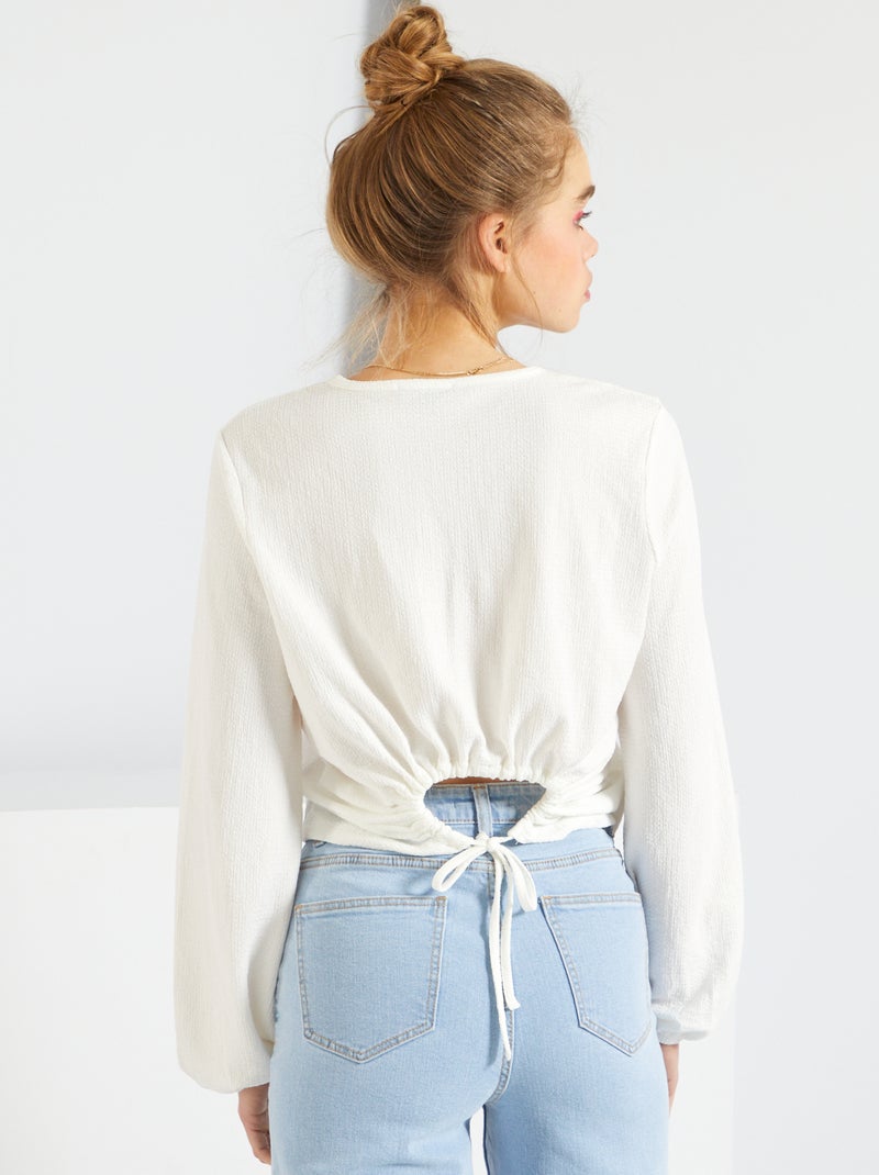 T-shirt em malha gofrada Branco - Kiabi
