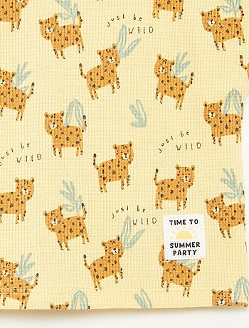 T-shirt em malha gofrada com estampado