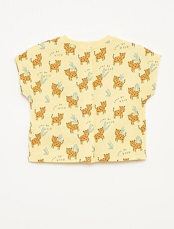 T-shirt em malha gofrada com estampado