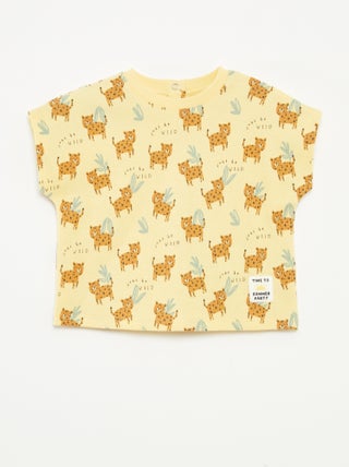 T-shirt em malha gofrada com estampado