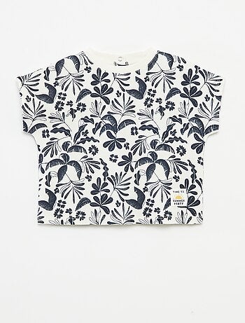 T-shirt em malha gofrada com estampado