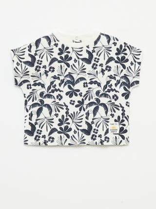 T-shirt em malha gofrada com estampado