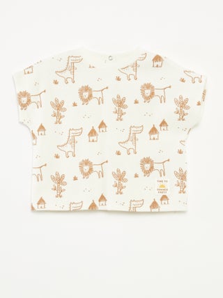 T-shirt em malha gofrada com estampado