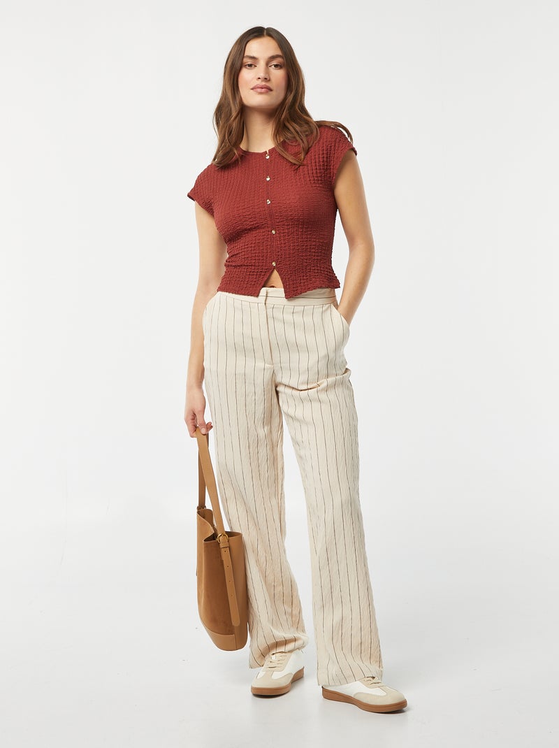 T-shirt em malha gofrada LARANJA - Kiabi