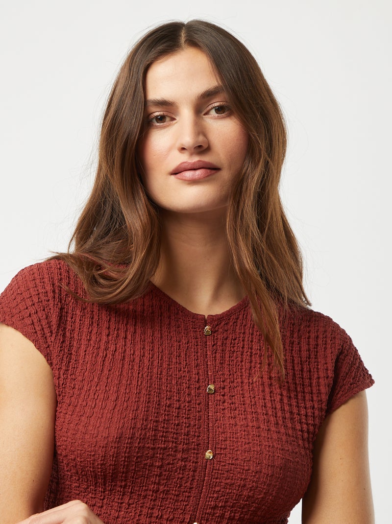 T-shirt em malha gofrada LARANJA - Kiabi