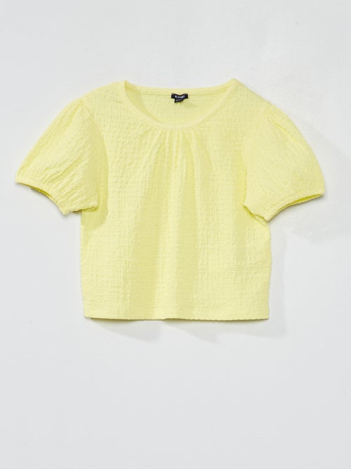 T-shirt em malha gofrada lisa - Kiabi