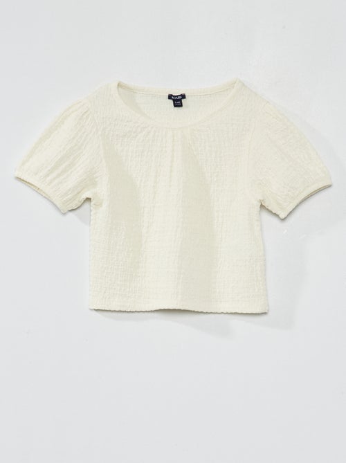 T-shirt em malha gofrada lisa - Kiabi