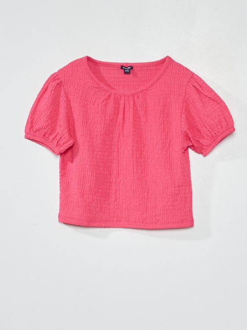 T-shirt em malha gofrada lisa - Kiabi