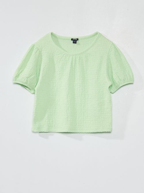 T-shirt em malha gofrada lisa - Kiabi