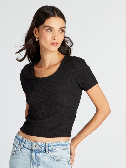 T-shirt em malha gofrada - Kiabi