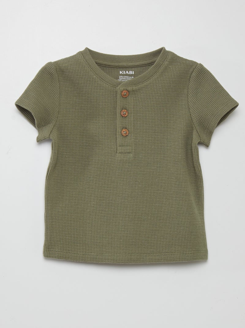 T-shirt em malha gofrada VERDE - Kiabi