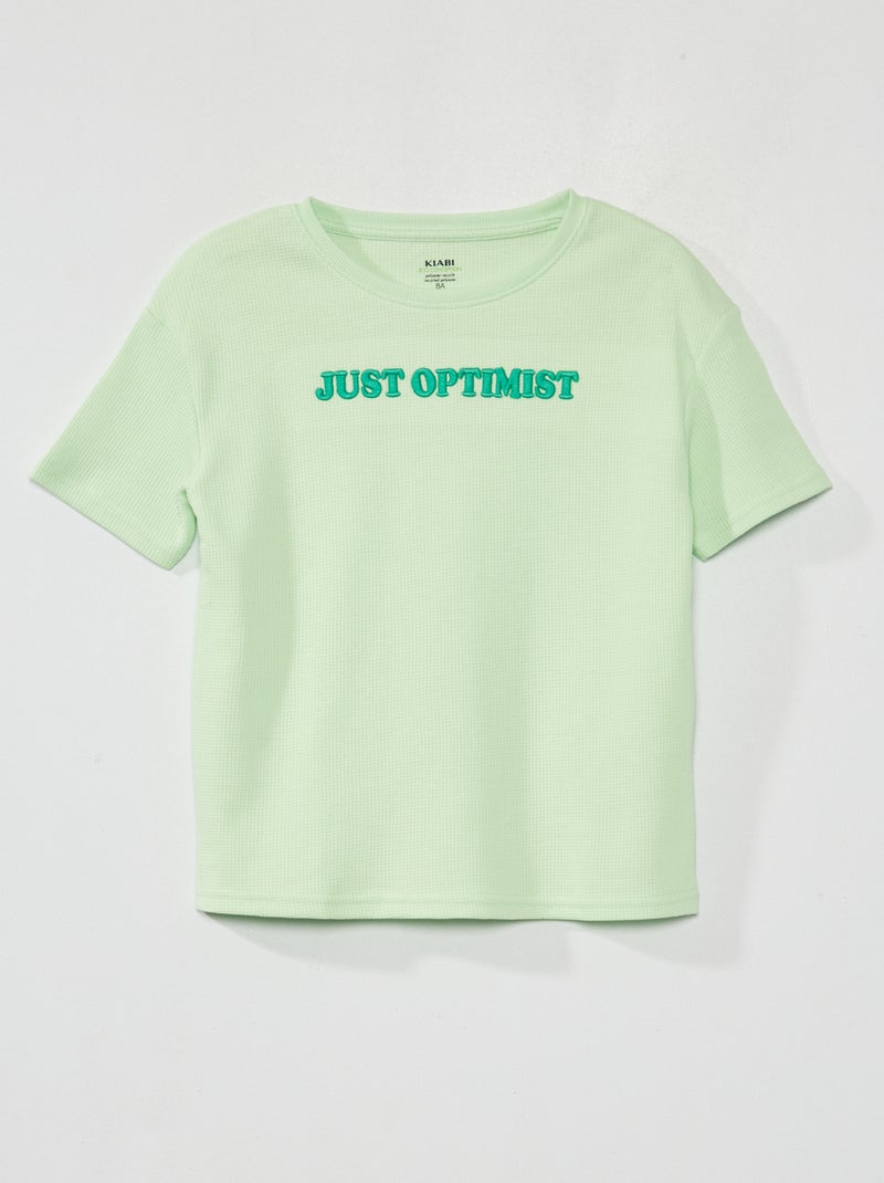 T-shirt em malha gofrada VERDE - Kiabi