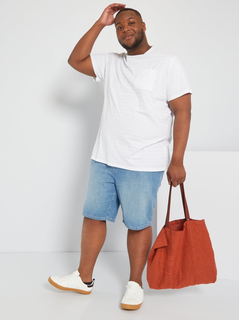 T-shirt em malha jacquard Branco - Kiabi