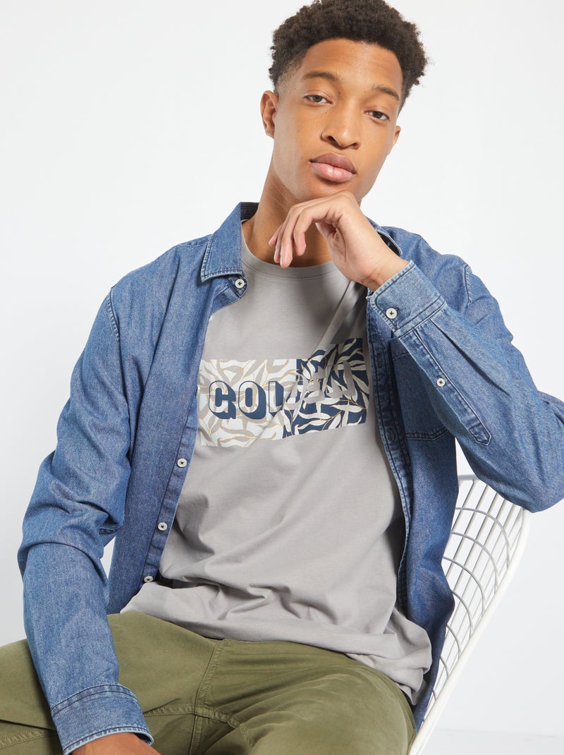 T-shirt em malha jersey +1,90 m CINZA - Kiabi