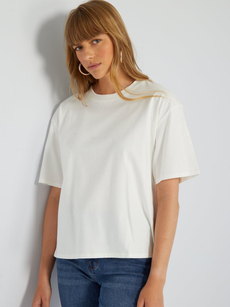 T-shirt em malha jersey Branco - Kiabi