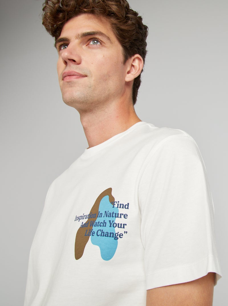 T-shirt em malha jersey Branco - Kiabi