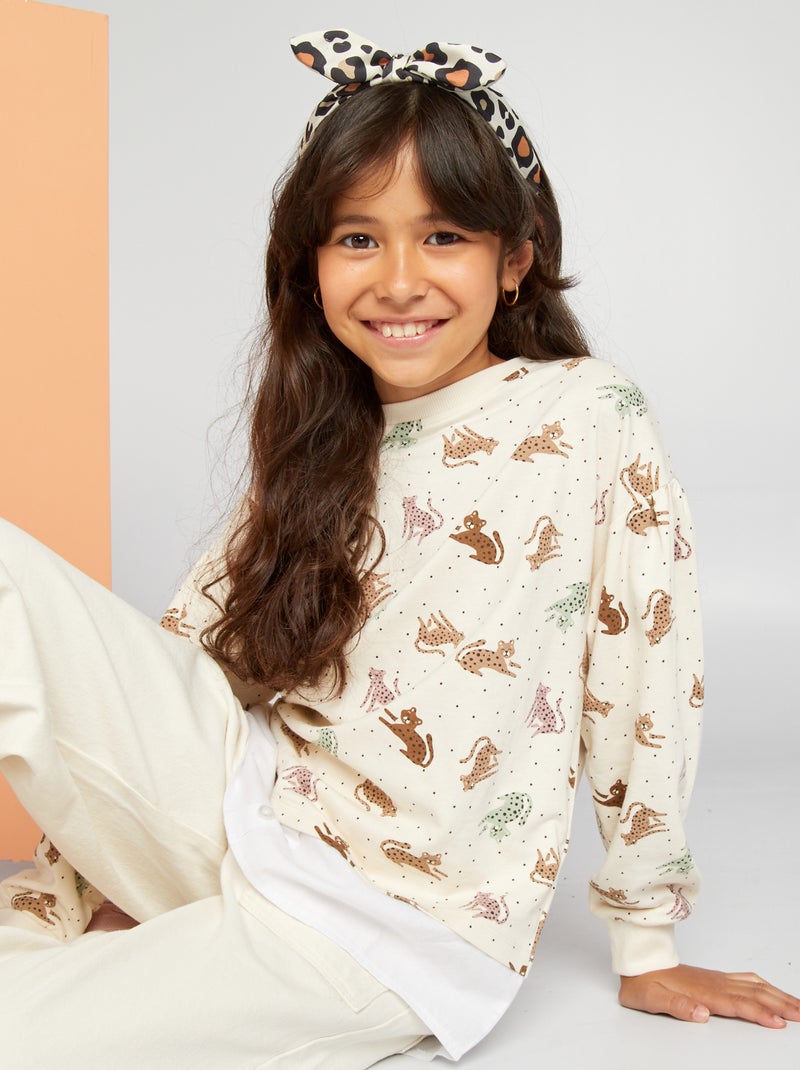 T-shirt em malha jersey com efeito 2 em 1 BRANCO - Kiabi