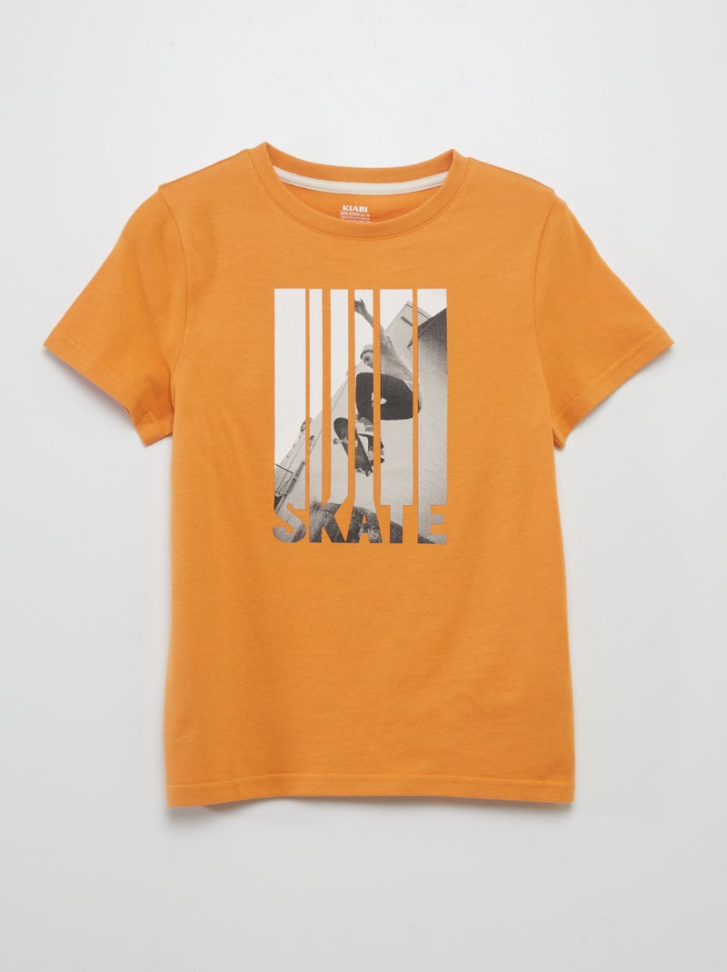 T-shirt em malha jersey com estampado AMARELO - Kiabi