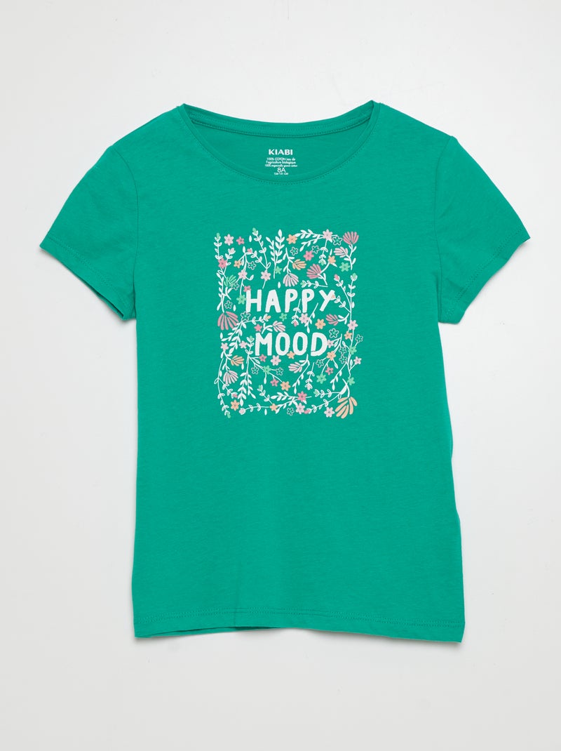 T-shirt em malha jersey com estampado AZUL - Kiabi