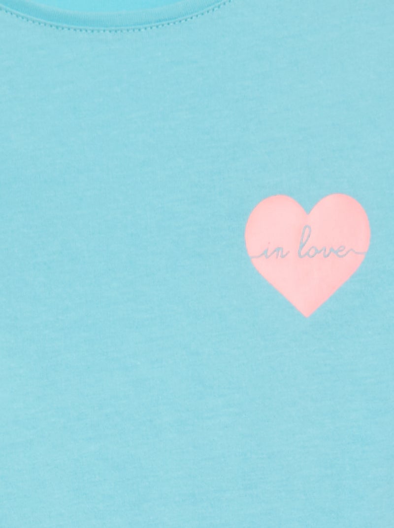 T-shirt em malha jersey com estampado AZUL - Kiabi