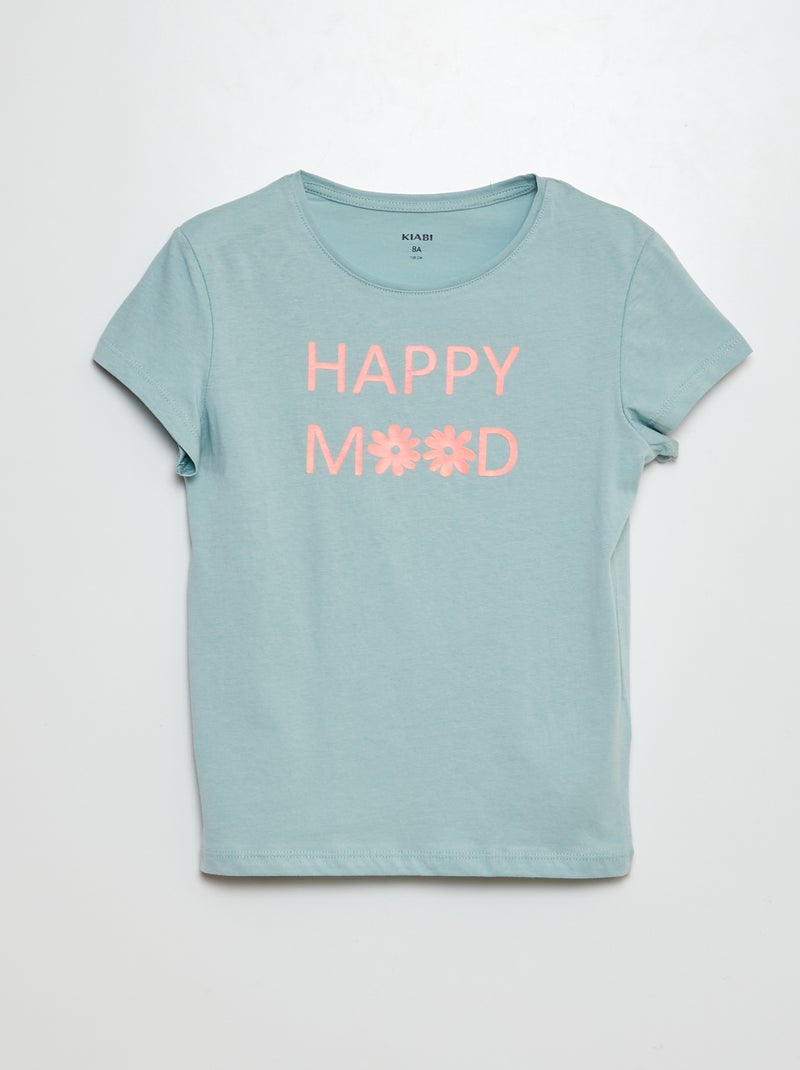 T-shirt em malha jersey com estampado AZUL - Kiabi