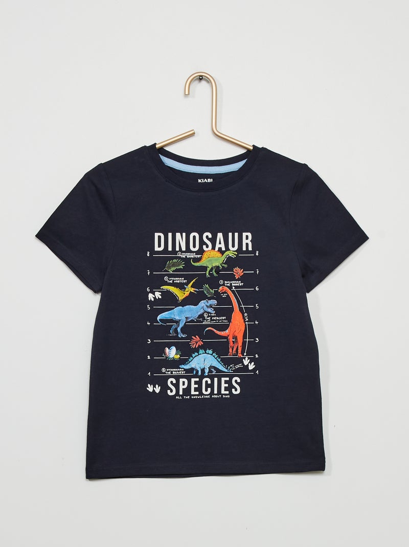 T-shirt em malha jersey com estampado AZUL - Kiabi