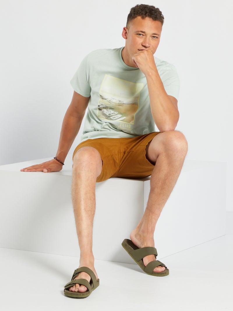 T-shirt em malha jersey com estampado AZUL - Kiabi